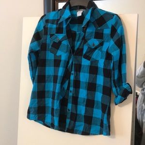 Blue plaid long sleeve